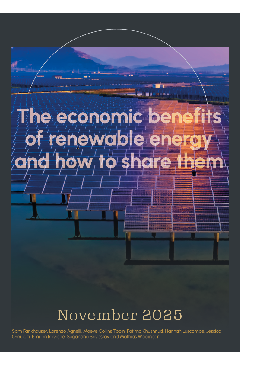 Report cover - image of floating solar panels on a body of water by sunset