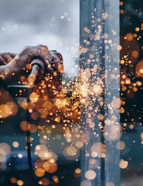 Sparks flying from metal worker