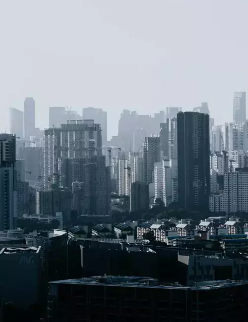 cityscape with dark foreground