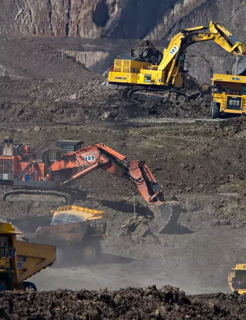 Large excavation machinery in surface mine