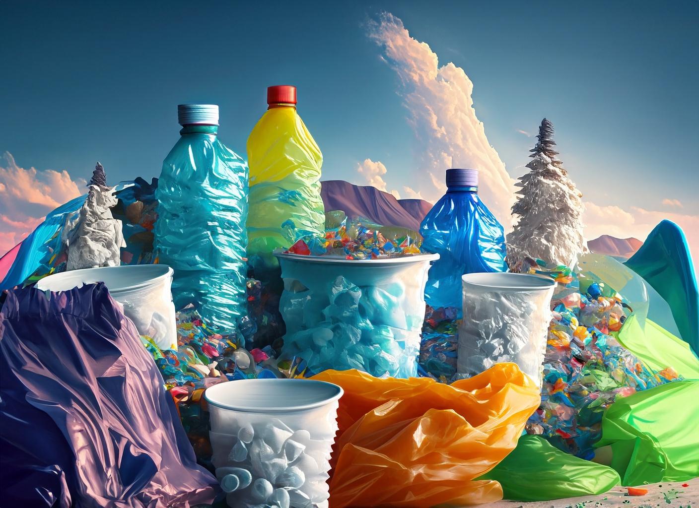 landscape made of plastic bottles