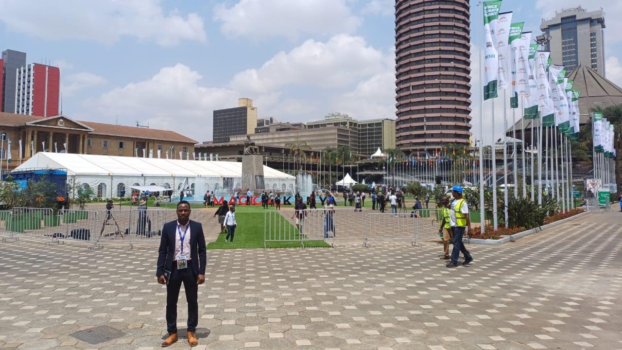 Tonny Kukeera outside the Africa Climate Summit venue